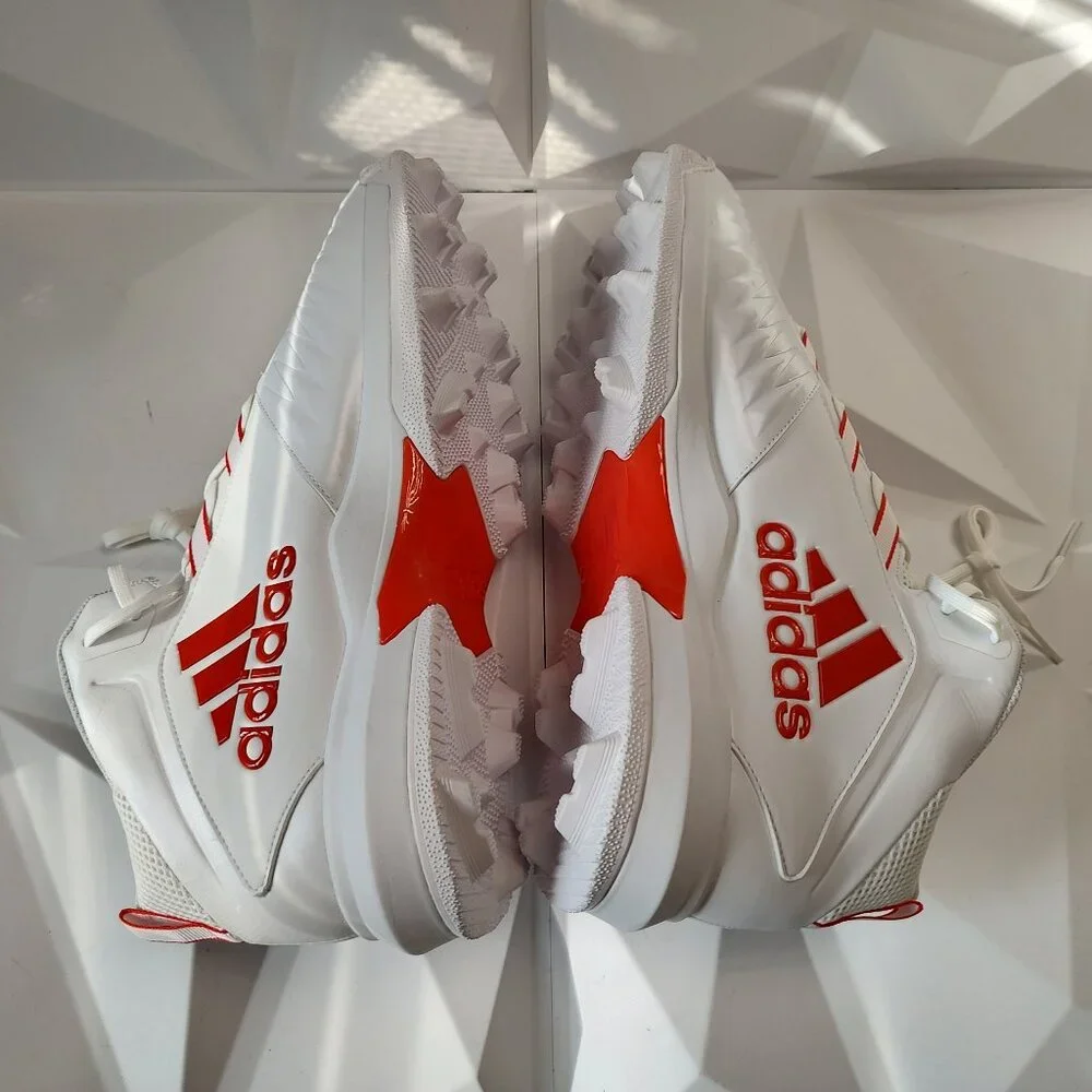 Adidas Mens Football Cleats 16 White Orange Shoe Lacrosse Nasty Mid Top Logo - Picture 3 of 11